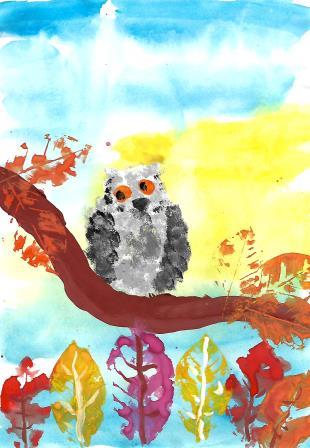 Долгушина Милана МБДОУ «Детский сад № 25 «Ромашка», г. Нефтеюганск «Сова на ветке»